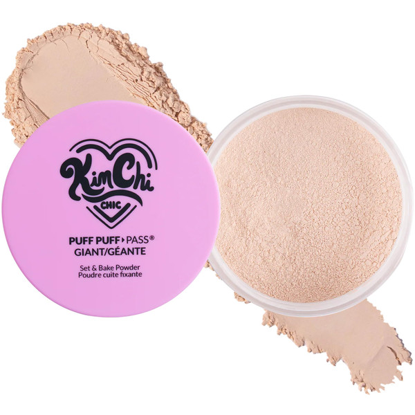 KimChiChic Beauty Giant Puff Puff Pass Set & Bake Powder - Loose Setting Powder with Rice Powder & Vitamin E, Finely Milled for All Day Wear, Translucent 80g
