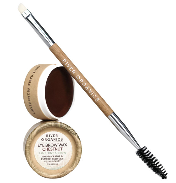 Zero Waste Eyebrow Wax & Growth Serum in Clear, Ash, Caramel, Chestnut, Dark by River Organics (Chestnut + Brush)