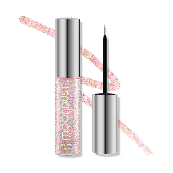 URBAN DECAY Moondust Liquid Glitter Eyeliner (Pyro - Iridescent Silver Glitter), Sparkly Eye Liner, Glitter Eyeshadow Topper, Universal Shimmering Shades, No Fallout - 0.25 fl oz