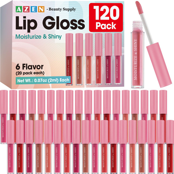 AZEN 120 Pack Lip Gloss Bulk Set, Shimmery Lip Gloss for Women and Girls With Rich Varied Colors, Mothers Day Gifts for Women