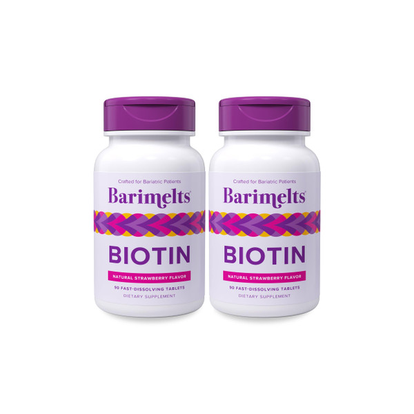 BariMelts Biotin 5000mcg, 180 Fast-Dissolving Tablets (6-Month Supply), Sugar-Free Bariatric Vitamins for Women, Natural Strawberry Flavor​