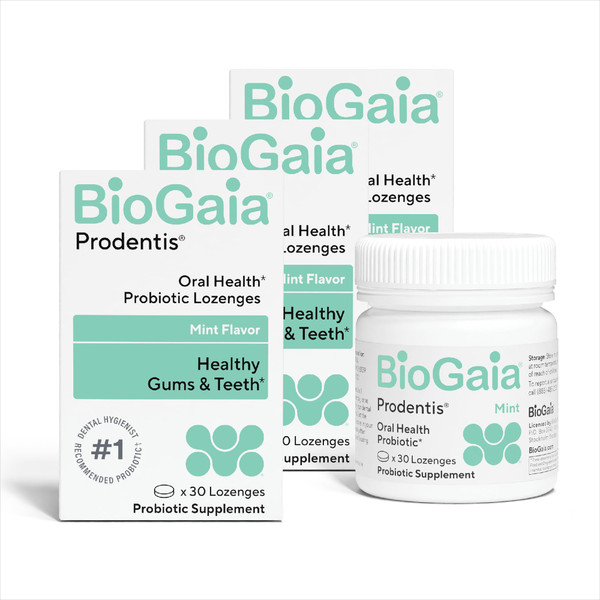 BioGaia Prodentis 3-Pack | Dental Probiotic Lozenges | Promote Healthy Gums & Teeth | Defend Against Dental Problems | Replenish Oral Microbiome | Improve Oral Health | Mint Flavor | 90 Day Supply