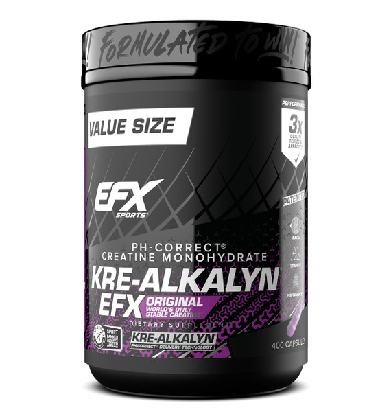 EFX Sports Kre-Alkalyn EFX | pH Correct Creatine Monohydrate Pill Supplement | Strength, Muscle Growth & Performance | 200 Servings, 400 Capsules