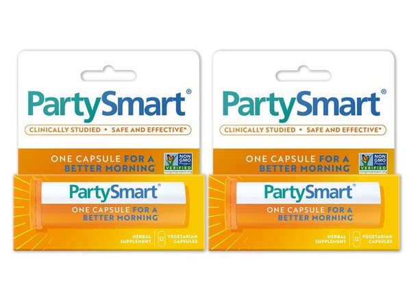 Himalaya PartySmart, 12 Capsule Tube - Alcohol Breakdown Liver Support for a Better Morning After Drinking - Plant Based, Vegan, Non-GMO, Gluten Free, Clinically Studied (Pack of 2)