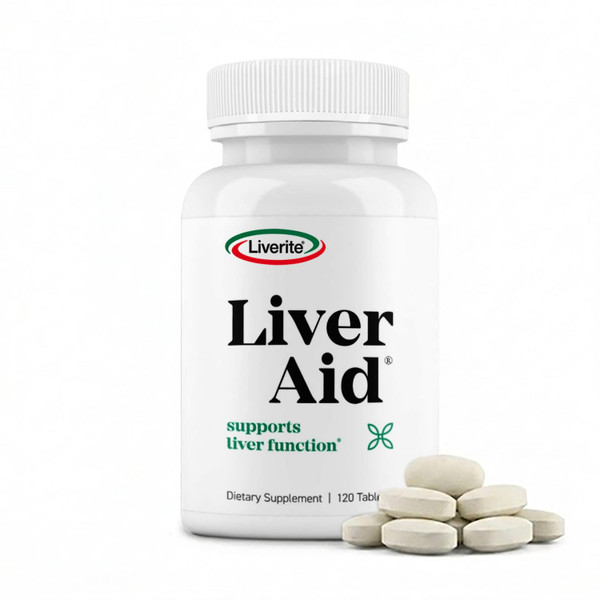 LIVERITE Liver Aid 120 Tablets Liver Support Supplement with Amino Acids, Choline & Vitamin B12 Supports Healthy Liver Function, Energy & Metabolism