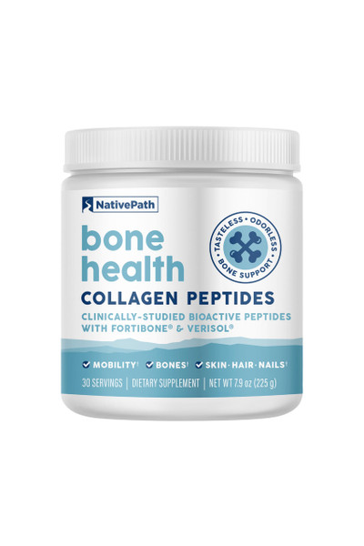 NativePath Bone Health Collagen Peptides, Type 1 & 3, with Fortibone and Verisol, 7.9 Ounce, 30 Servings