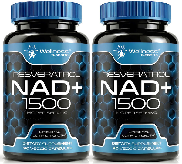 WELLNESS LABSRX Liposomal NAD Supplement, 1500mg - NAD Resveratrol Supplement for Women and Men, NAD+ Support Cellular Health, Energy & Anti Aging - 2 Pack