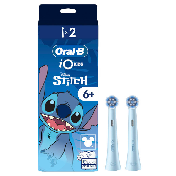 Oral-B iO Kids Disney Stitch Electric Toothbrush for Kids Ages 6+ - Soft on Teeth and Wobbly Gums for Cleaner Teeth, 2-Pack