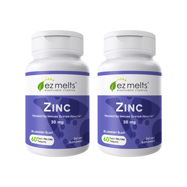 EZ Melts Zinc - Supplement for Immune, Digestive & Skin Health Support - Non-GMO, Vegan & Gluten-Free - Blueberry Blast - 120 Dissolvable Tablets (120 Servings)