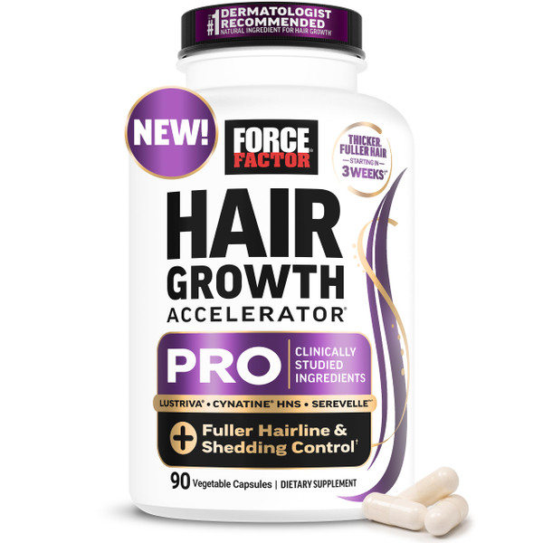 Force Factor Hair Growth Accelerator Pro, Clinically Studied Lustriva Biotin, Keratin, Saw Palmetto & Hair Growth Vitamins, Hair Growth Supplement for Women, Results Starting in 3 Weeks, 90 Capsules