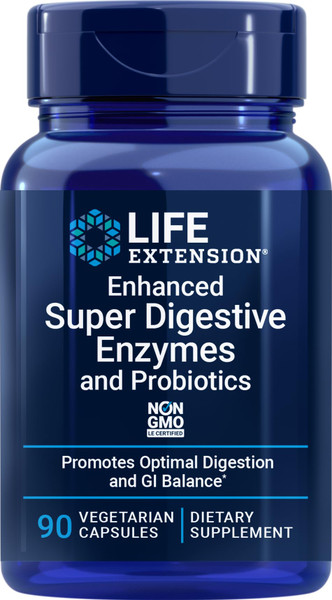 Life Extension Enhanced Super Digestive Enzymes and Probiotics, 90 Vegetarian Capsules