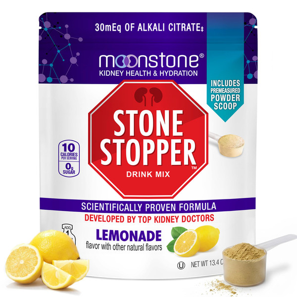 Stone Stopper Drink Mix, Lemonade, Kidney Stone Prevention, Calcium Oxalate Protector, Alkali Citrate Support, Developed by Urologists to Improve Hydration and Support Kidney Health, 30 Day Supply