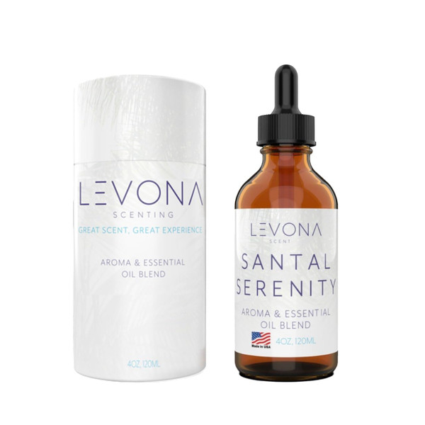 Levona Scent Santal Serenity Essential Oil: Notes of Sandalwood, Papyrus & Amber - Essential Oils for Hotel, Home and Office - Fragrance Oil for diffusers & Humidifiers - Home Luxury Scents-120 Ml