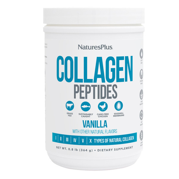 NaturesPlus Collagen Peptides, Vanilla - 0.8 lb Powder, Pack of 2 - Hair, Skin, Nail & Joint Health, Immune System Support - Non-GMO, Gluten Free - 28 Total Servings