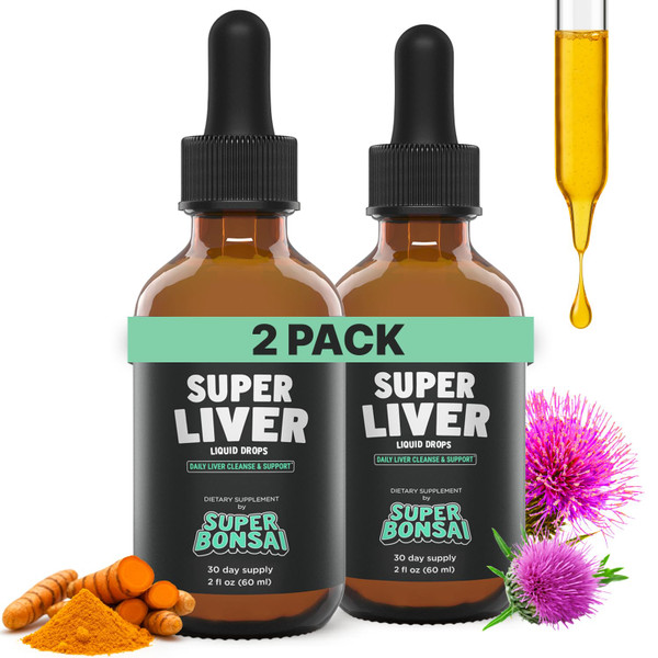 SuperBonsai Milk Thistle Herbal Liquid Supplement - Doctor-Formulated Botanical Blend with Milk Thistle and Dandelion Root - Vegan Non-GMO Drops - 2 Month Supply
