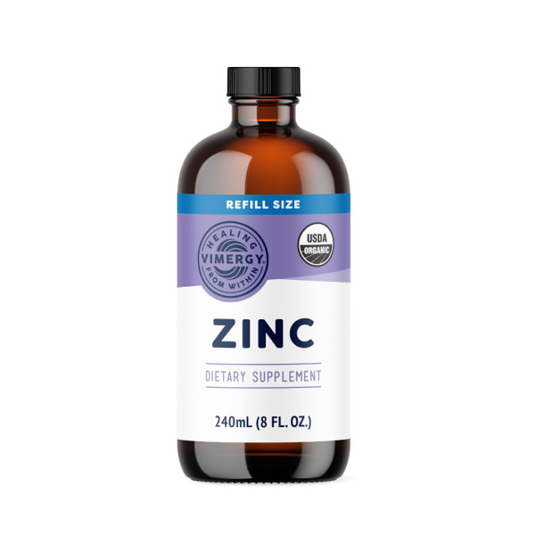VIMERGY USDA Organic Zinc Supplements for Women & Men (7.5mg Liquid Zinc Per Serving) Fast-Absorbing Immune Support, Promotes Healthy Bones & Skin, Vegan, Up to 120 Servings (240mL)