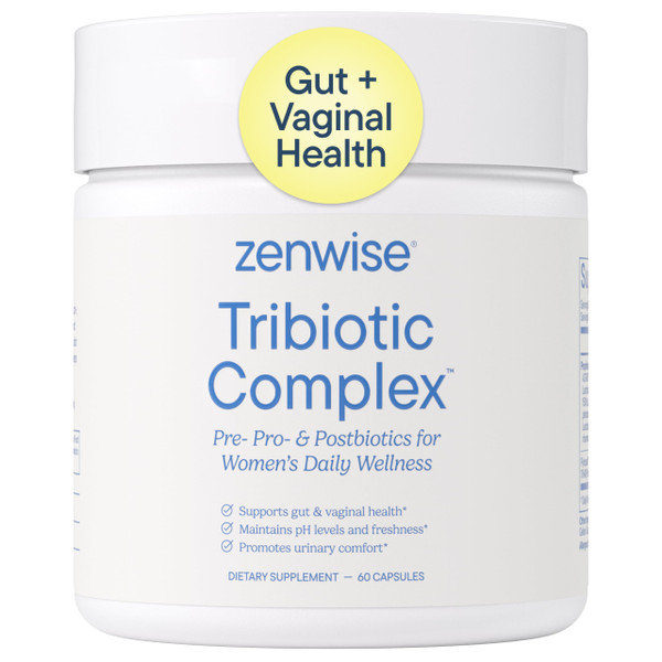 Zenwise Health Womens Tribiotic Complex Supplement for Digestive, Gut Flora & Vaginal Health - Daily Probiotics for Women with Digestive Supports Bloating & Gas Relief - 60 Count