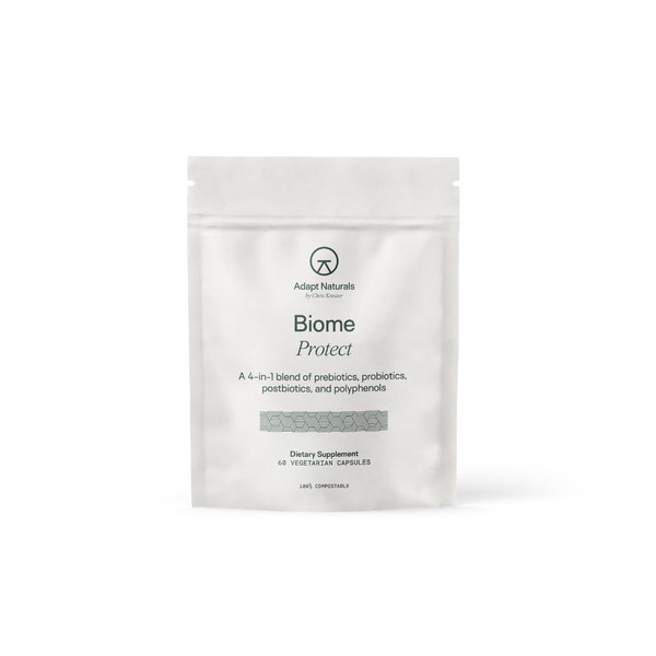 Adapt Naturals 4-in-1 Biome Protect Prebiotics, Probiotics Supplement Postbiotics & Polyphenols for Microbiome, Gut Health & Defense for Women & Men, 30 Day Supply