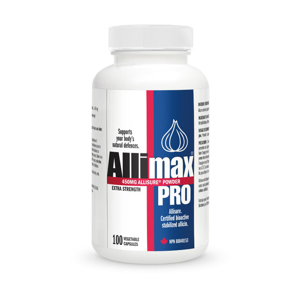 Allimax Pro Practitioner Strength 450 mg Allicin from Garlic, 100 Vegetarian Capsules (Vegicaps), Stabilized AlliSURE® Allicin, Supports Normal Immune Function, Non-GMO