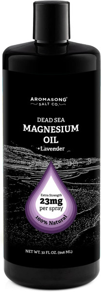Aromasong Magnesium Spray Lavender - Extra Strength (23mg in Each Spritz) 32 Oz Refill Bottle, Natural and Pure Magnesium Oil Spray - Made in The USA - for Leg Discomfort and Promotes a Calm Sleep