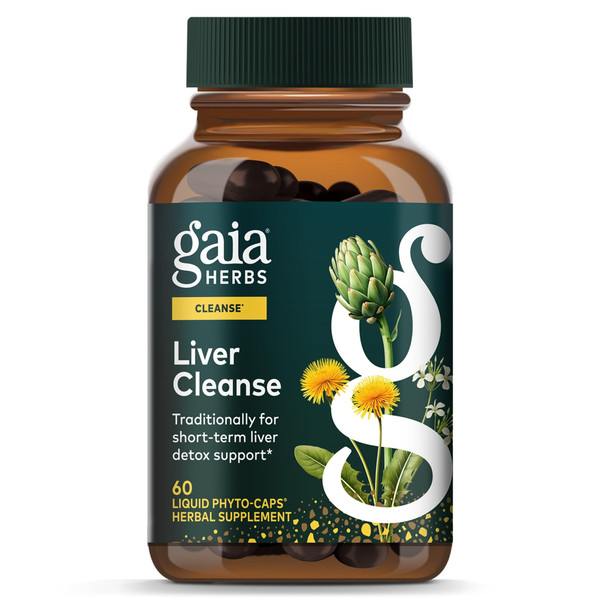 Gaia Herbs Liver Cleanse - Liver Health Support Herbal Supplement with Milk Thistle, Burdock, Turmeric, Dandelion & More* - 60 Vegan Liquid Phyto-Caps (30 Servings)