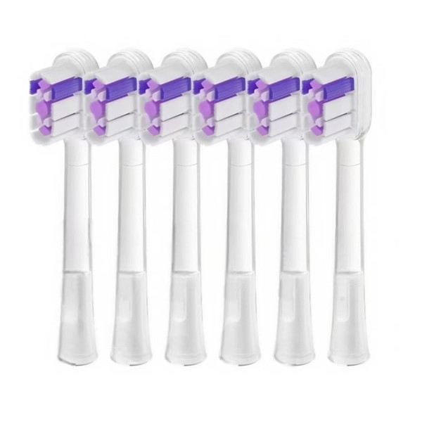Electric Toothbrushes Replace Brush Heads. Compatible for Laifen LFTBO1-S LFTB01-P ABS LFTB01-A(Purple Bright White x6)