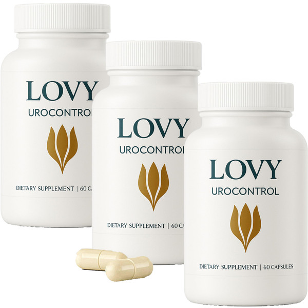 Lovy Urocontrol Capsules, Bladder Health Supplement, Maximum Strength Formula with Magnesium, Cranberry, Pumpkin Seed, Red Clover, Sea Buckthorn Fruit Powder, Non-GMO, Gluten Free, 60 Capsules (3)