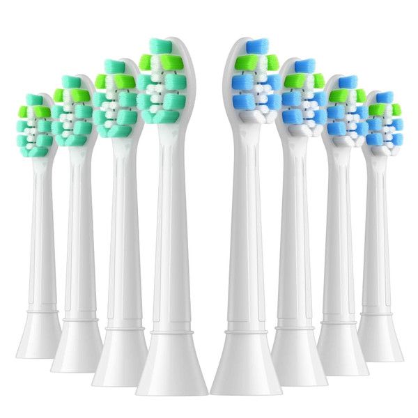 4/8pcs Replacement Toothbrush Heads ，Compatible for Phips， Replacement Electric Brush Head 4100 6500 6100 7500 5300(4Green4Blue-White)