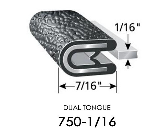 SnapOn Edge Trim 750 B2 1/16" Sold by the CONTINUOUS YARD! J & J Auto Fabrics, Inc.