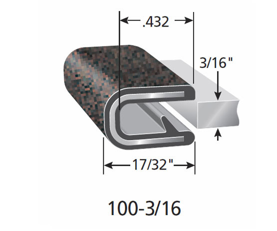 SnapOn Flexible PVC Edge Trim 100 B3 3/16" J & J Auto Fabrics, Inc.