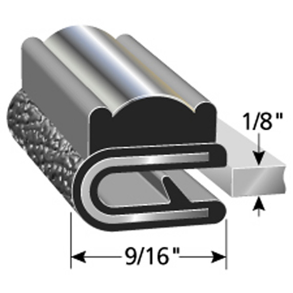 Decorative Flexible PVC Chrome (Mylar) SnapOn Edge Trim 8100 B3 X 1/8" Sold by the