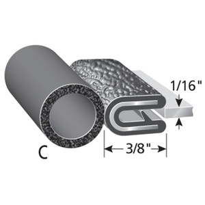 Bulb Location "C" /
Bulb Diameter - 3/8” /
Fits up to a 1/16" Edge /
Leg Length of 3/8"
Bulb Location "C" /
Bulb Diameter - 3/8” /
Fits up to a 1/16" Edge /
Leg Length of 3/8"