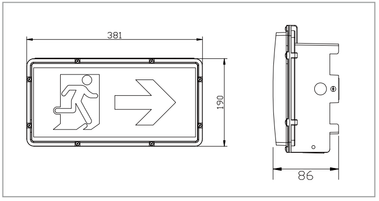 48V Temporary Emergency Weatherproof Exit Light