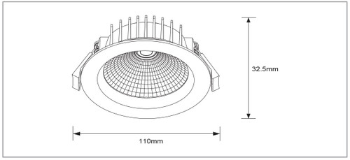 Lawell Lighting VIVI 12W COB Tri-Colour Downlight dimensions diagram