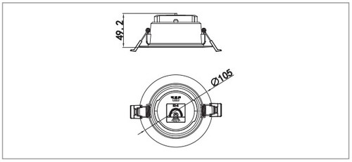 Lawell Lighting AVA 10W Tri-Colour Downlight dimensions diagram
