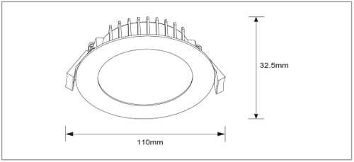 Lawell Lighting BLAZE 13W Flush Tri-Colour Downlight dimensions diagram