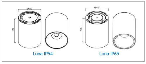 Lawell Lighting LUNA 18W Cannister Downlight dimensions diagram