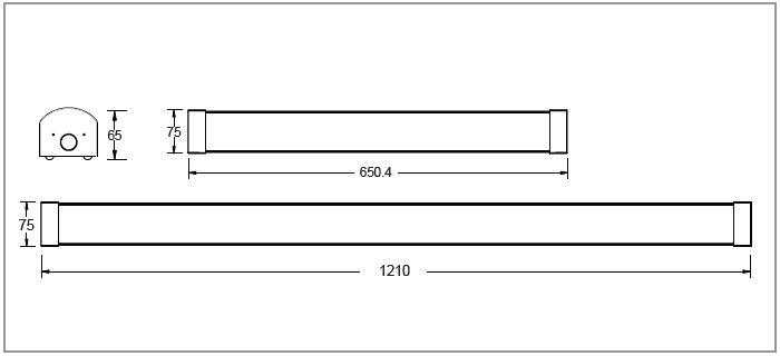 tri color slimline batten dimension