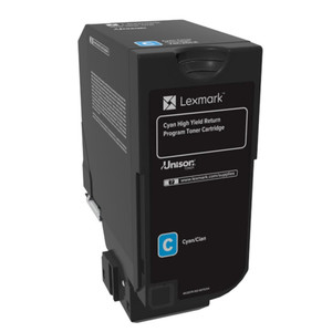 LEXMARK 74C1HC0 Toner Cartridge, Cyan, Return Program, 12K