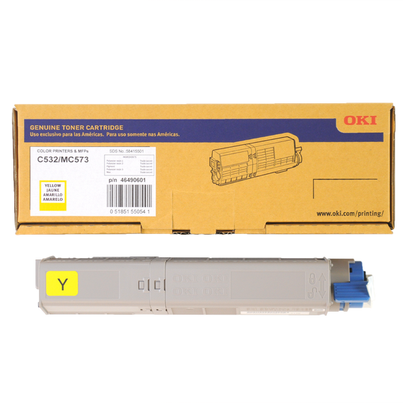 OKI 46490601 Yellow High-Capacity Toner Cartridge, Estimated Yield: 6,000