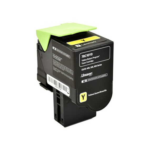 LEXMARK 78C10Y0 Toner, Yellow, 1.4K