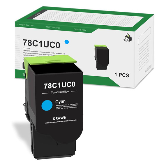 LEXMARK 78C1UC0 Toner Cartridge, Cyan, Return Program, 7k