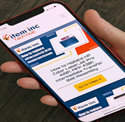 a person using a mobile device to view videos on the Item, Inc. Tech Hub