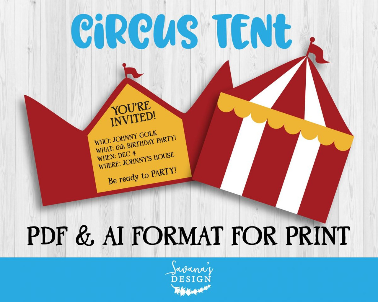 Download Circus Invitation Template Svg Eps Png Dxf Cut Files For Cricut And Silhouette Cameo By Savanasdesign