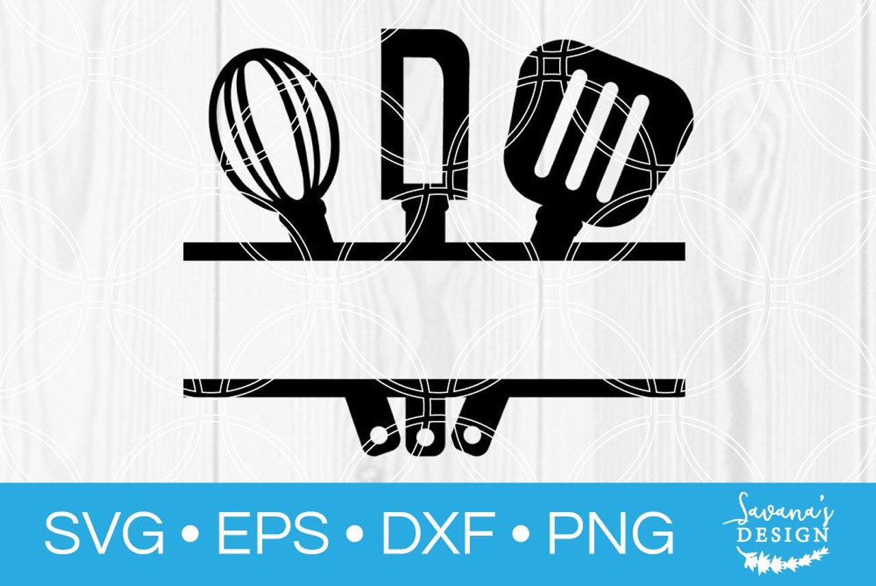 Download Kitchen Utensils Split Monogram Svg Svg Eps Png Dxf Cut Files For Cricut And Silhouette Cameo By Savanasdesign