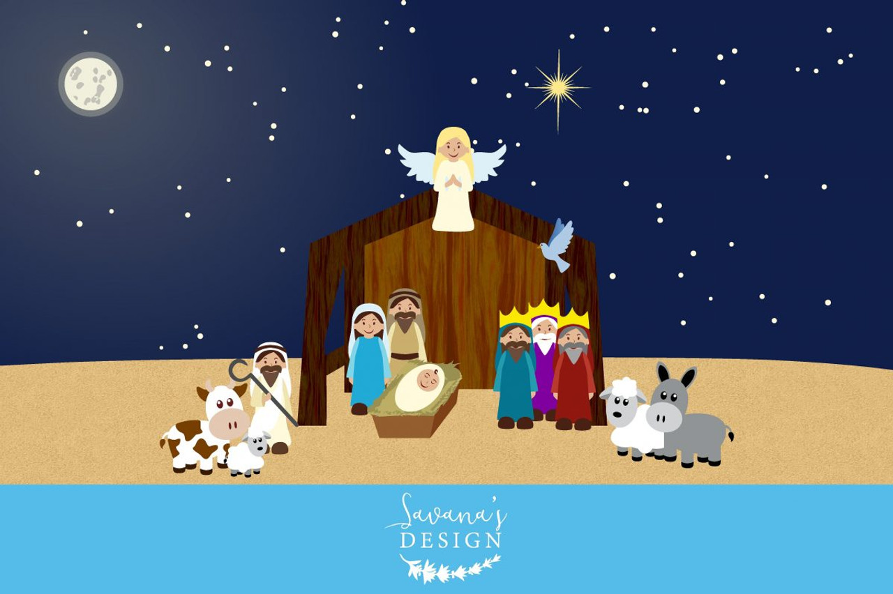 nativity scene clipart silhouette