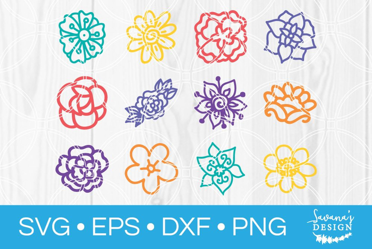 Download Flower Svg Bundle Svg Eps Png Dxf Cut Files For Cricut And Silhouette Cameo By Savanasdesign