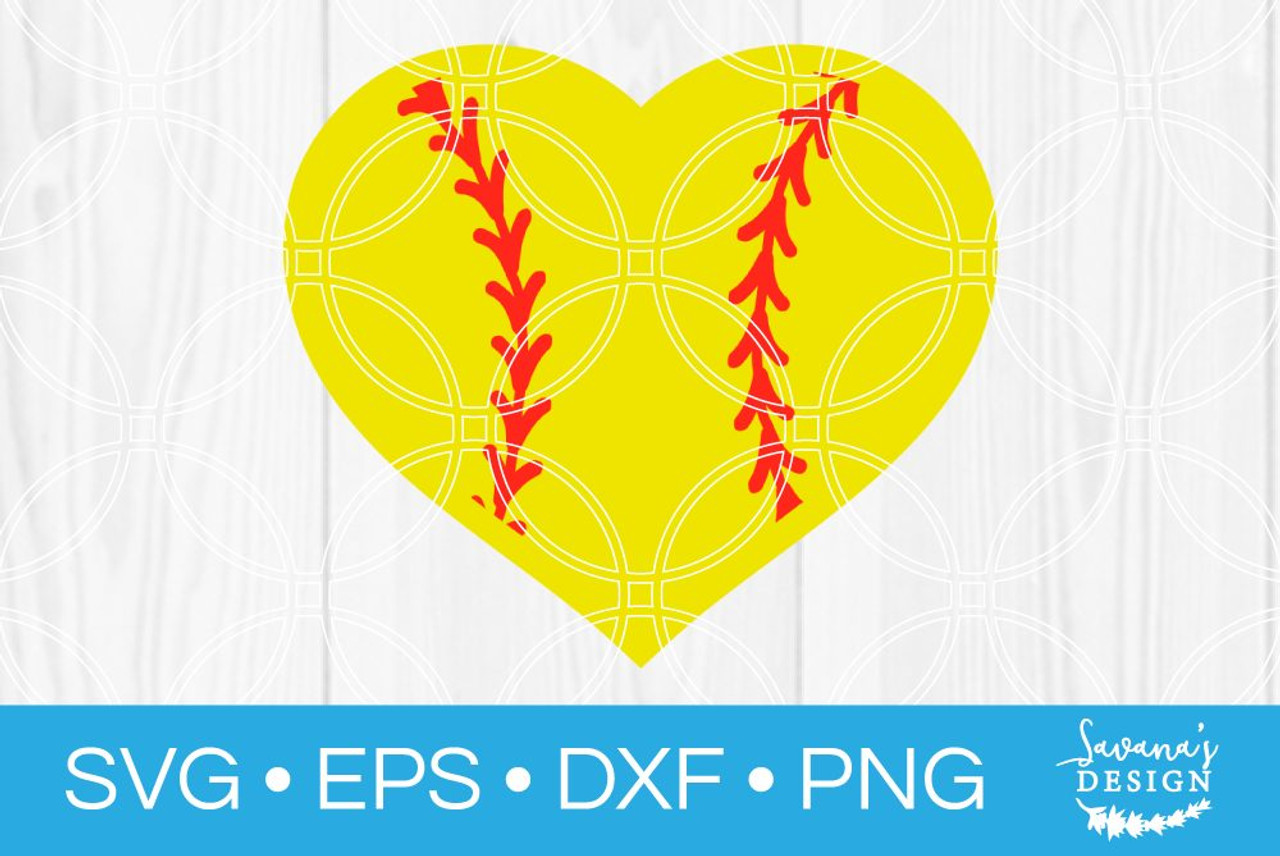 Download Softball Heart Svg Svg Eps Png Dxf Cut Files For Cricut And Silhouette Cameo By Savanasdesign
