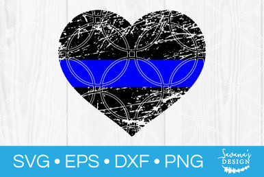 Download Thin Blue Line Distressed Heart SVG - SVG EPS PNG DXF Cut ...
