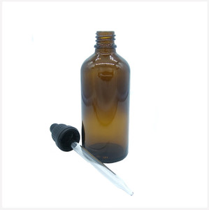 Amber Glass Bottle (15ml) with Black PIPETTE Eye-Dropper Caps